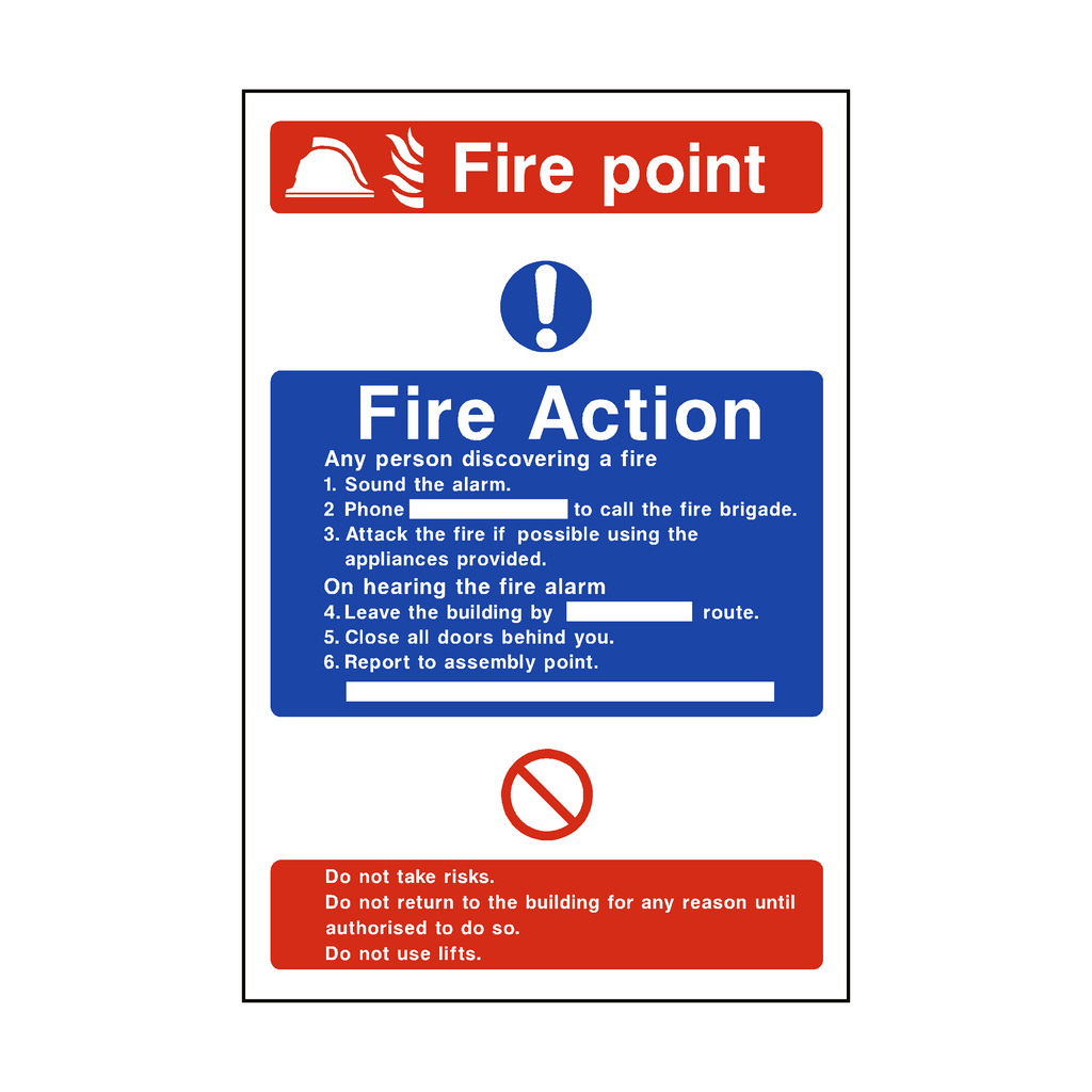 Fire Action Fire Point Sign