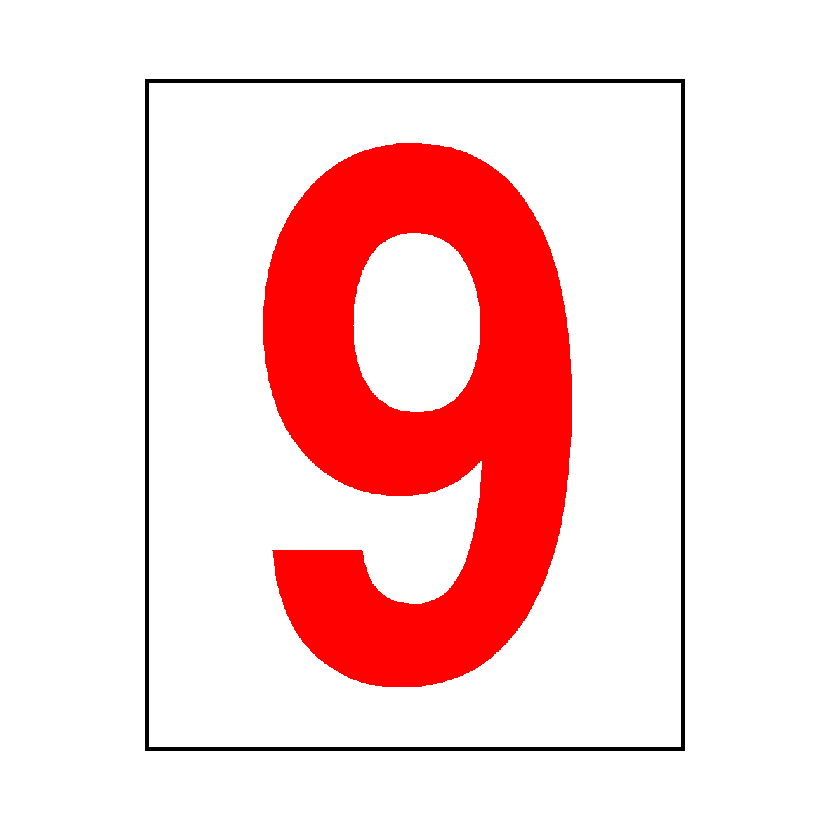 Number 9 Sign Red SafetyLabel.co.uk