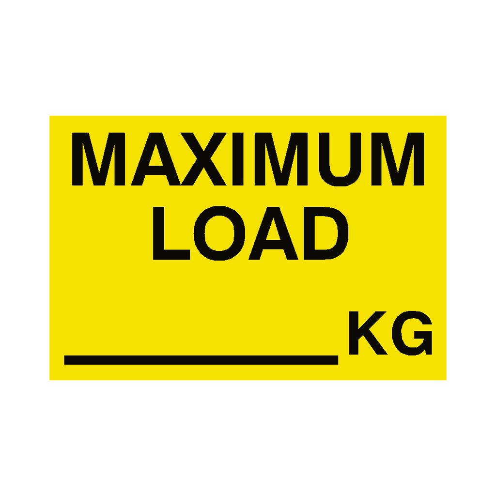 Maximum Load Sign KG Yellow