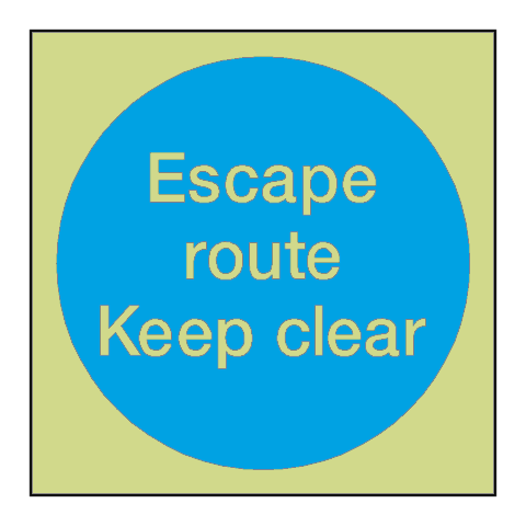 Escape Route Keep Clear Photoluminescent Sticker | Safety-Label.co.uk