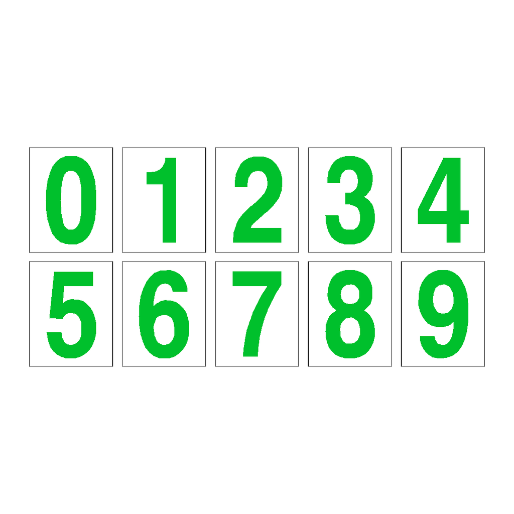 Number Sign Pack 0 to 9 Green | Safety-Label.co.uk