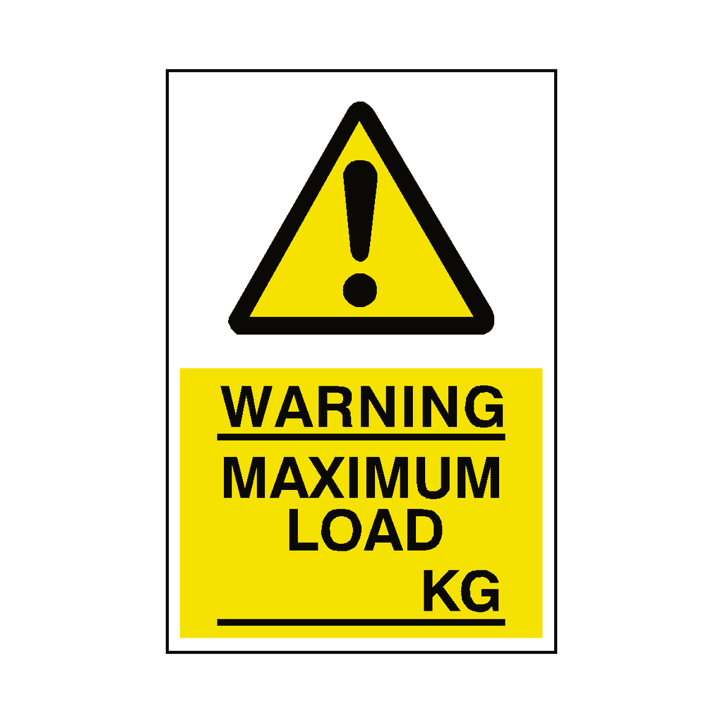 Maximum Load Sign Kg