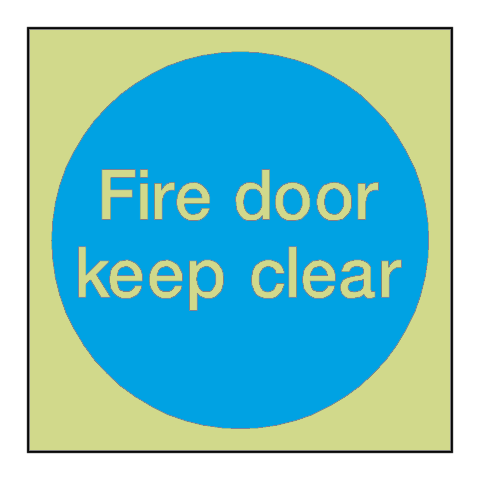 Fire Door Keep Clear Photoluminescent Sticker | Safety-Label.co.uk