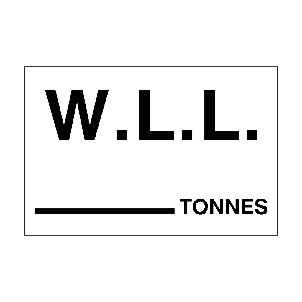 W.L.L Sign Tonnes White | Safety-Label.co.uk