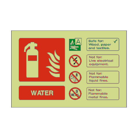 Water Extinguisher Photoluminescent Sign | Safety-Label.co.uk