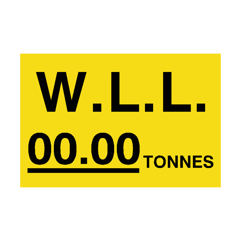 W.L.L Sign Tonnes Yellow Custom Weight | Safety-Label.co.uk