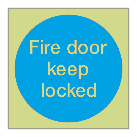 Fire Door Keep Locked Photoluminescent Sticker | Safety-Label.co.uk