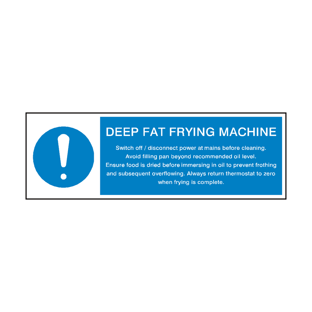 Deep Fat Frying Machine Instructions Sticker | Safety-Label.co.uk