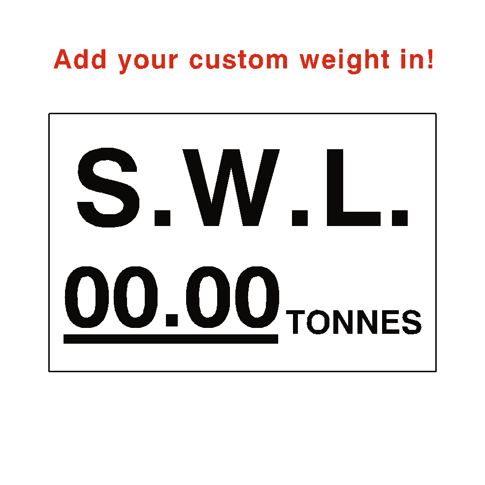 S.W.L Sign Tonnes White Custom Weight | Safety-Label.co.uk