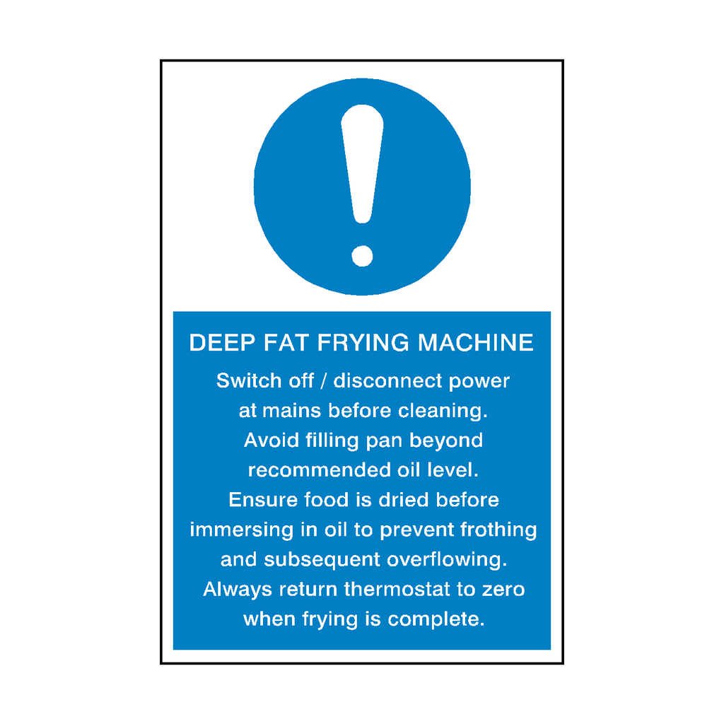 Deep Fat Frying Machine Mandatory Sticker | Safety-Label.co.uk