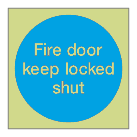 Fire Door Keep Locked Shut Photoluminescent Sticker | Safety-Label.co.uk