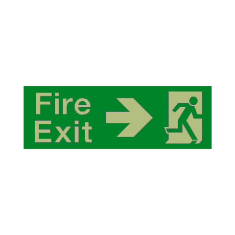 Fire Exit Arrow Right Photoluminescent Sign | Safety-Label.co.uk