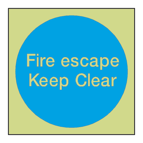 Fire Escape Keep Clear Photoluminescent Sticker | Safety-Label.co.uk