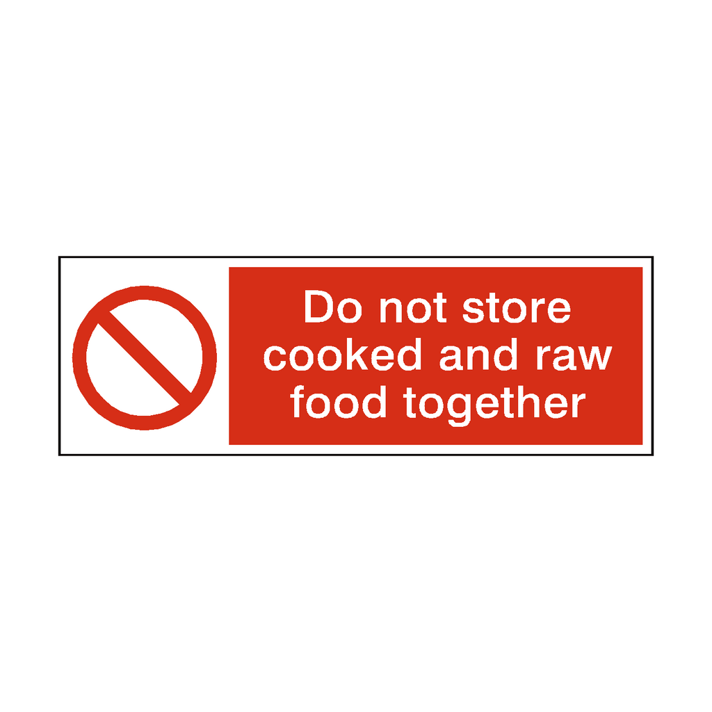 Do Not Store Cooked And Raw Food Hygiene Sticker | Safety-Label.co.uk