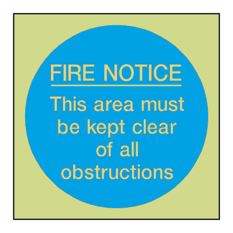 Fire Notice Area Kept Clear Photoluminescent Sticker | Safety-Label.co.uk