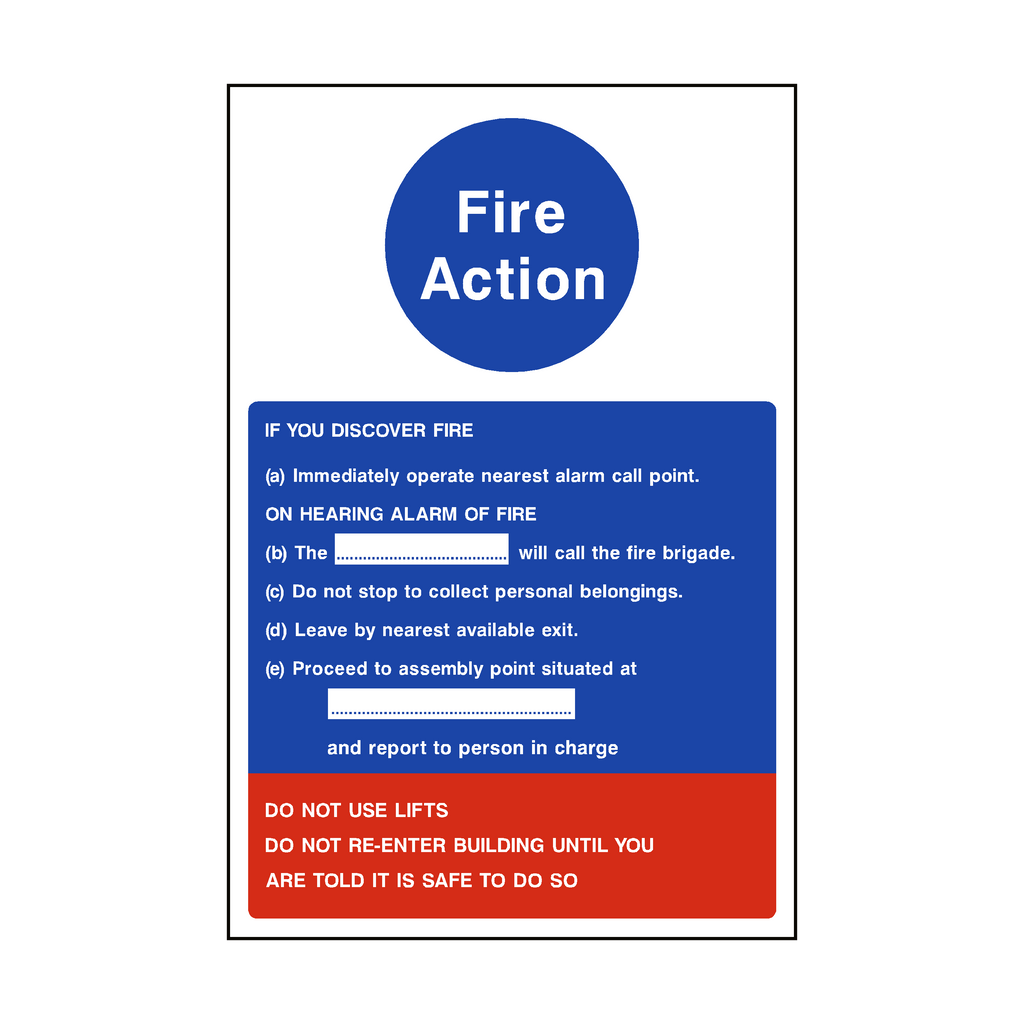 Fire Action Notice Version 1 Sign