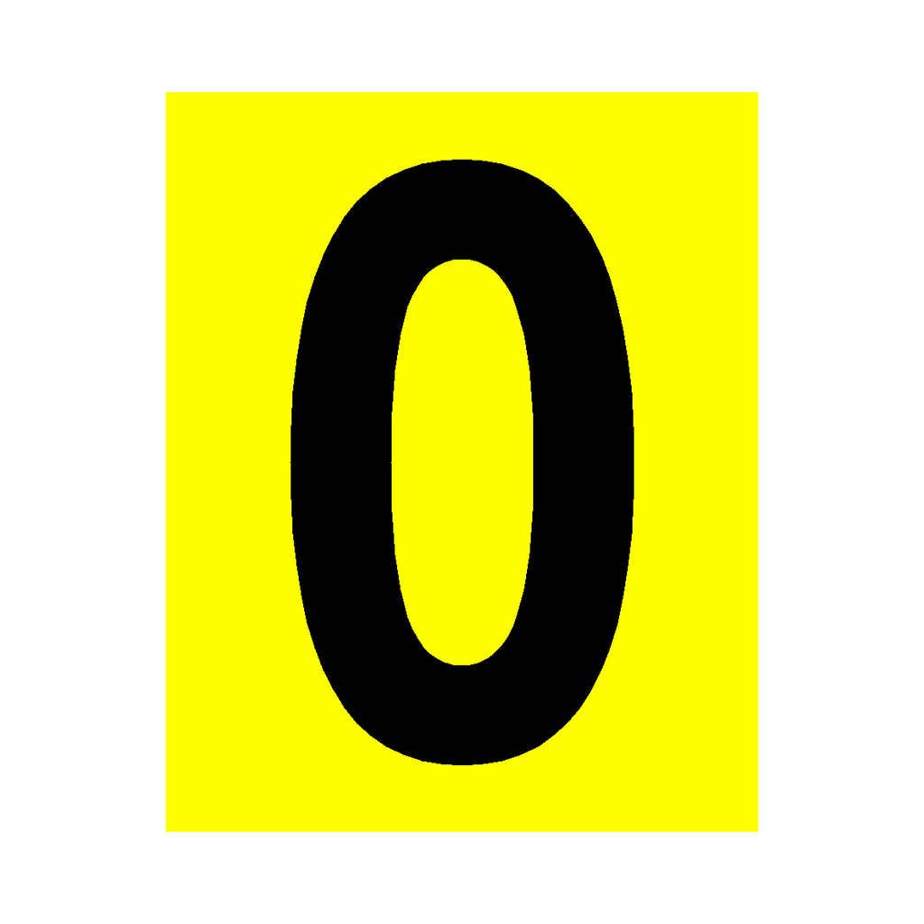 Yellow Number 0 Sign | Safety-Label.co.uk