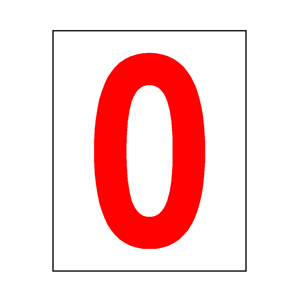 Number 0 Sign Red | Safety-Label.co.uk