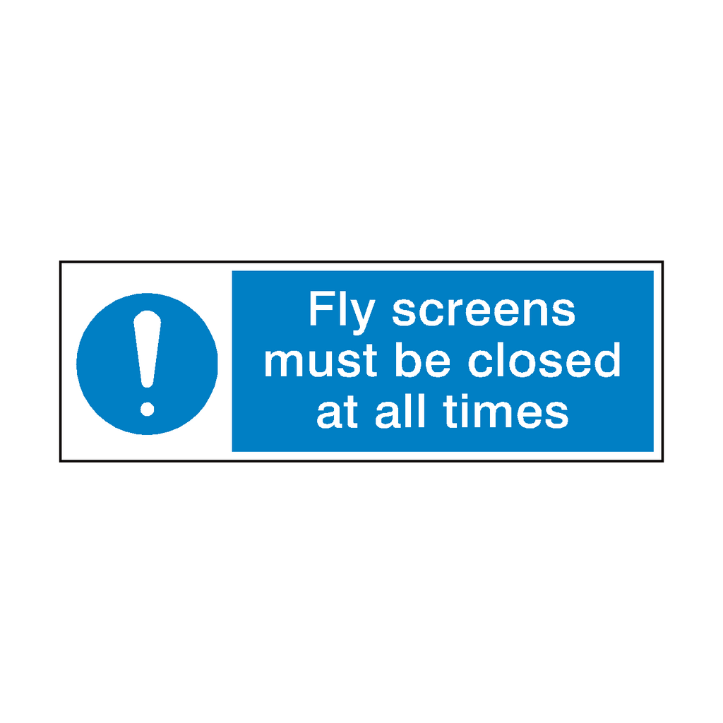 Fly Screens Closed All Times Sticker | Safety-Label.co.uk