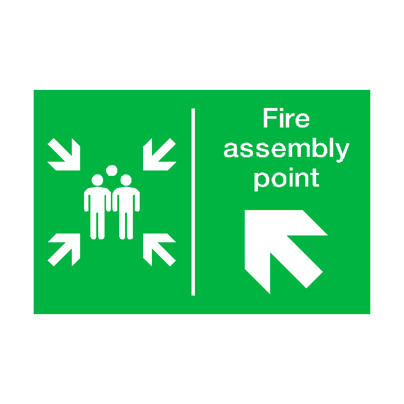 Fire Assembly Point Arrow Up Left Sign