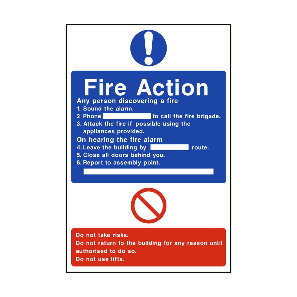 General Fire Action Sign