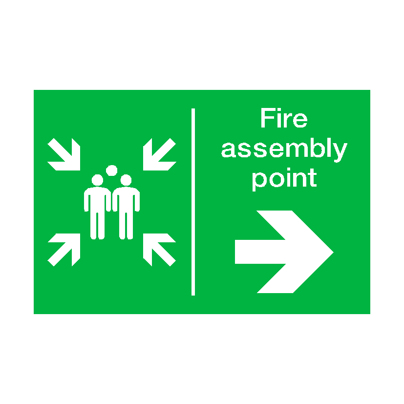 Fire Assembly Point Arrow Right Sign