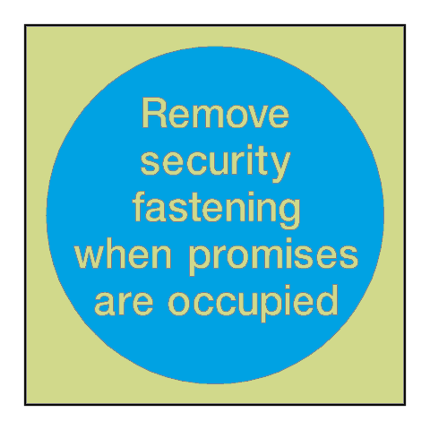 Remove Fastenings Photoluminescent Sticker | Safety-Label.co.uk