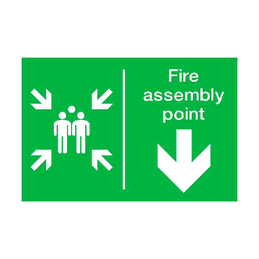 Fire Assembly Point Arrow Down Sign