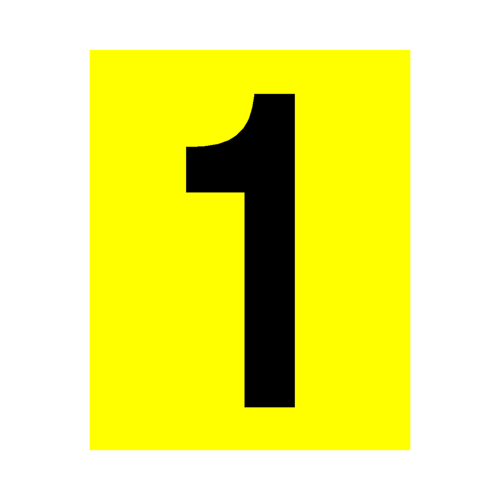 Yellow Number 1 Sign