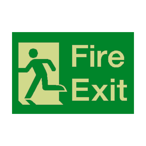 Fire Exit Running Man Left Photoluminescent Sign | Safety-Label.co.uk