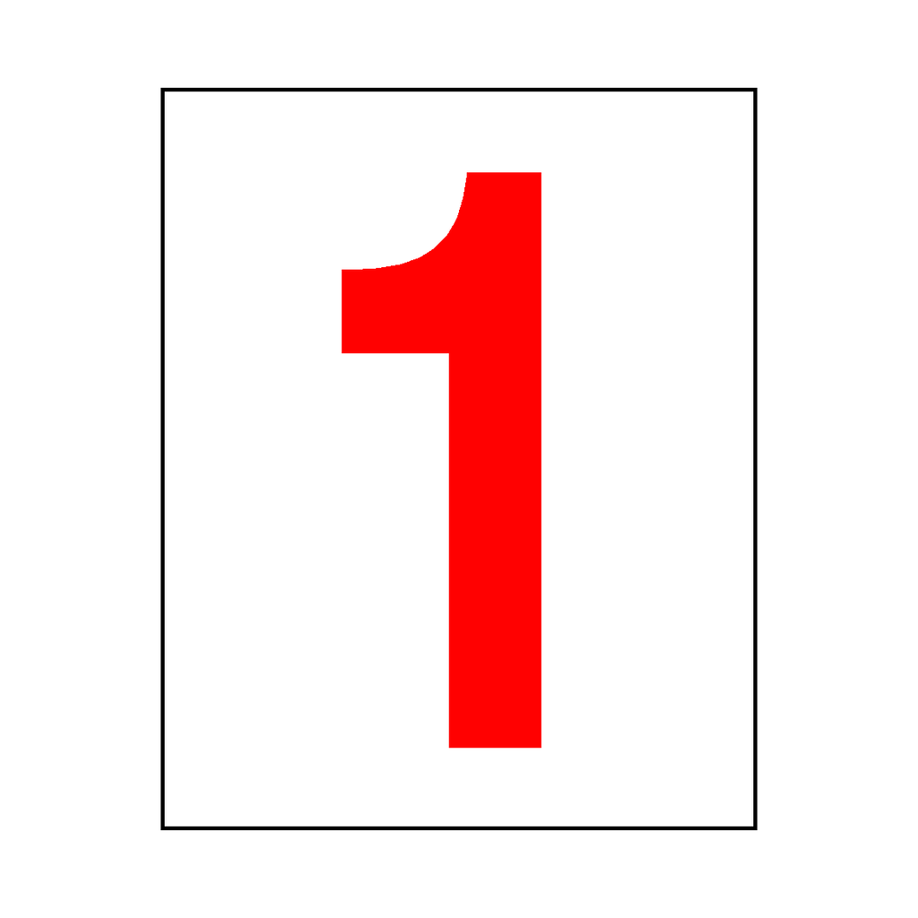 Number 1 Sign Red | Safety-Label.co.uk