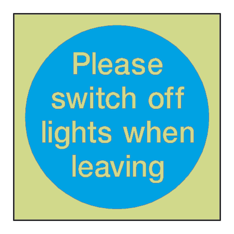 Switch Off Lights Door Photoluminescent Sign | Safety-Label.co.uk