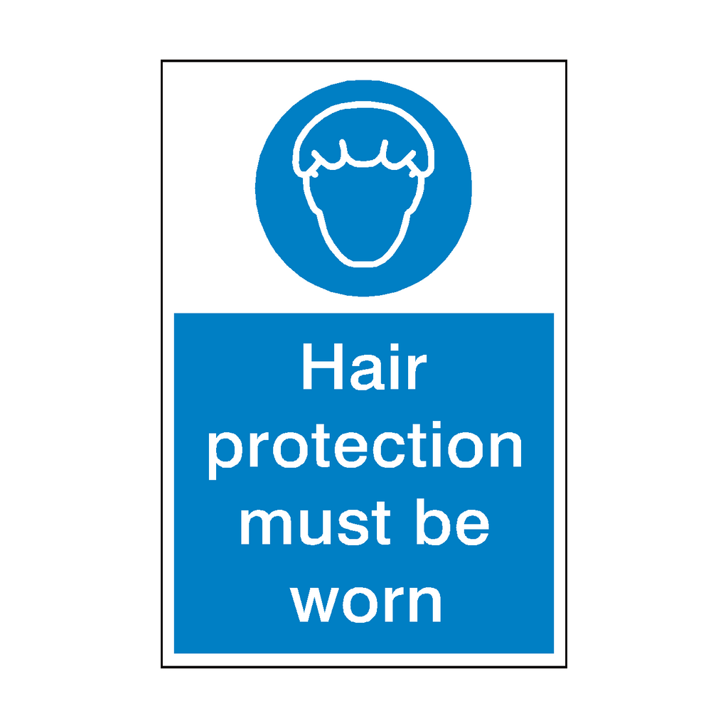 Hair Protection Must Be Worn Sticker | Safety-Label.co.uk