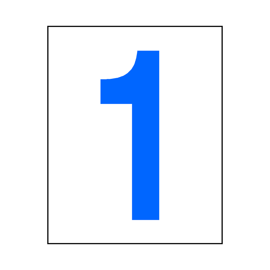 Number 1 Sign Blue | Safety-Label.co.uk