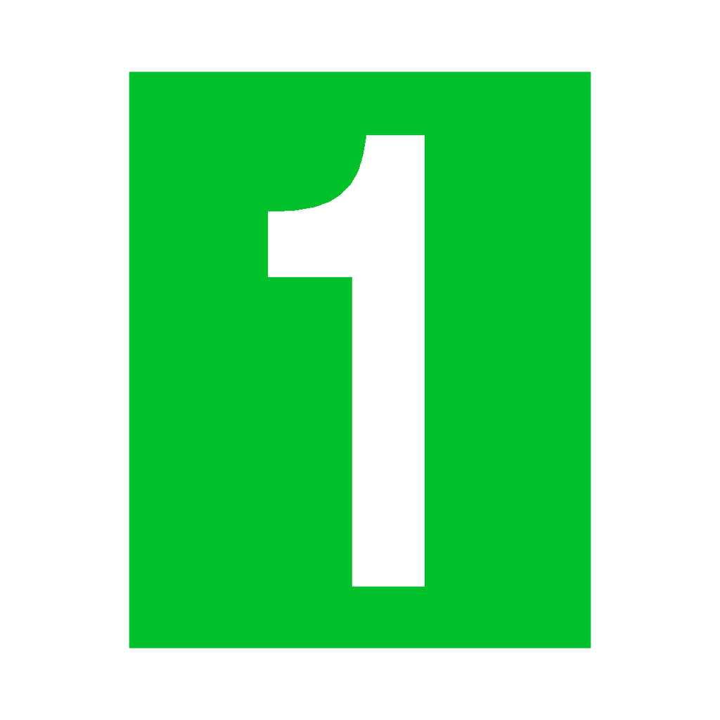 Green Number 1 Sign | Safety-Label.co.uk