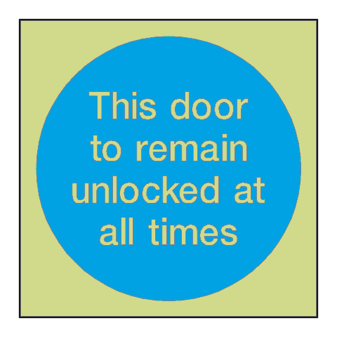 Door To Remain Unlocked Photoluminescent Sticker | Safety-Label.co.uk