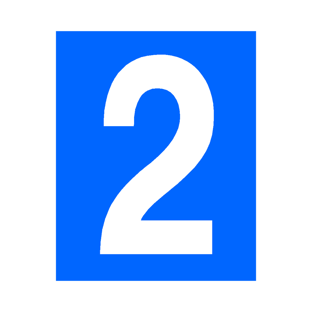 Blue Number 2 Sign | Safety-Label.co.uk