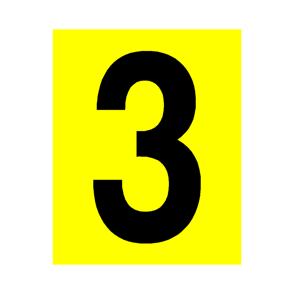 Yellow Number 3 Sign | Safety-Label.co.uk