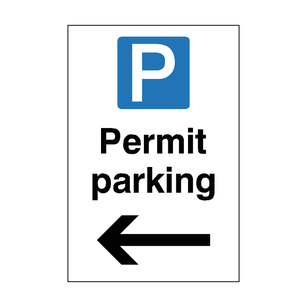 Permit Parking Sign Arrow Left
