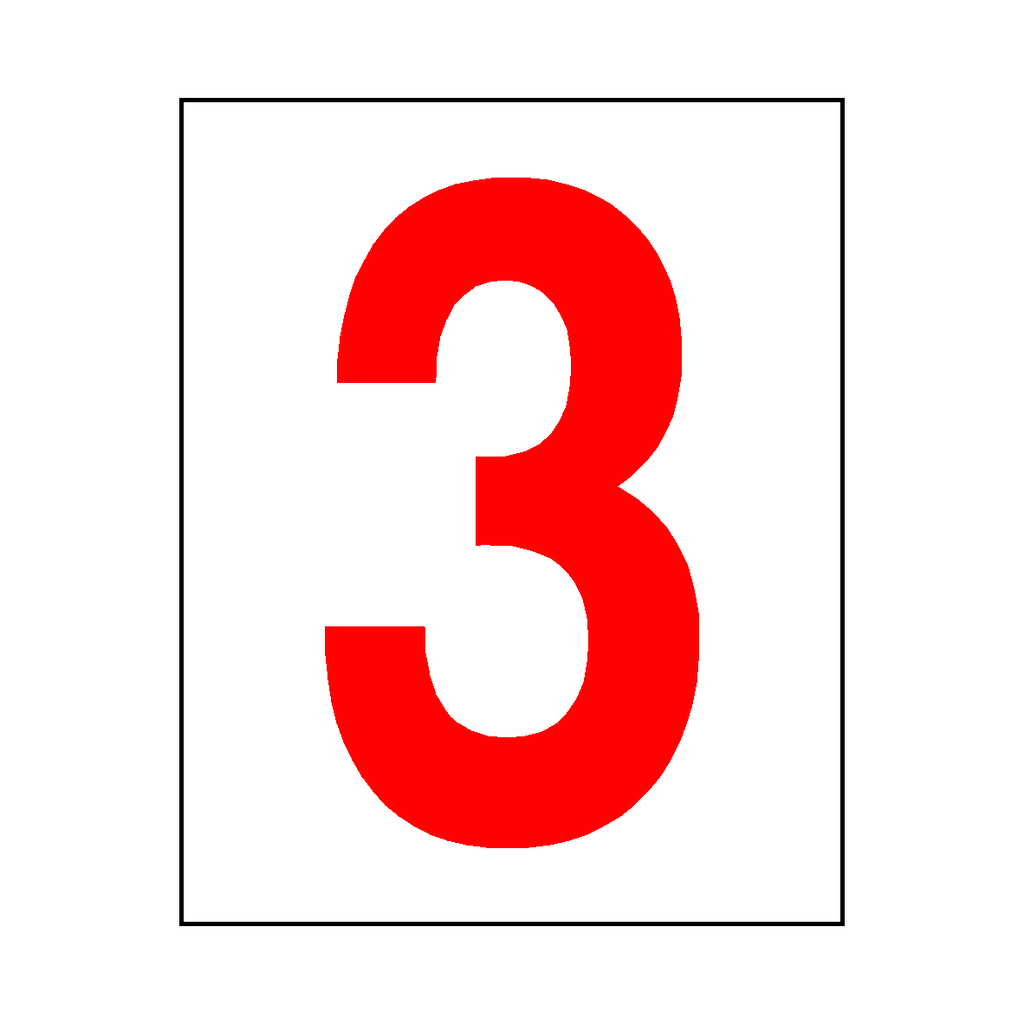 Number 3 Sign Red | Safety-Label.co.uk