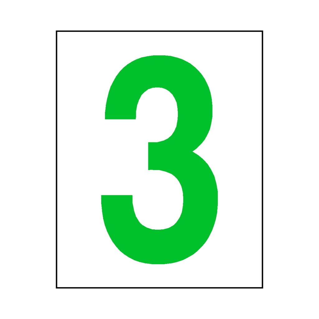 Number 3 Sign Green | Safety-Label.co.uk