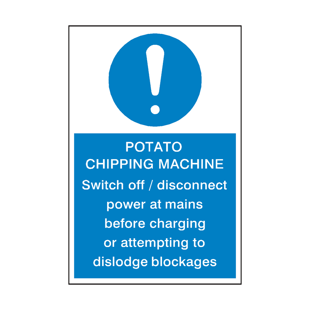 Potato Chipping Machine Instructions Sticker | Safety-Label.co.uk