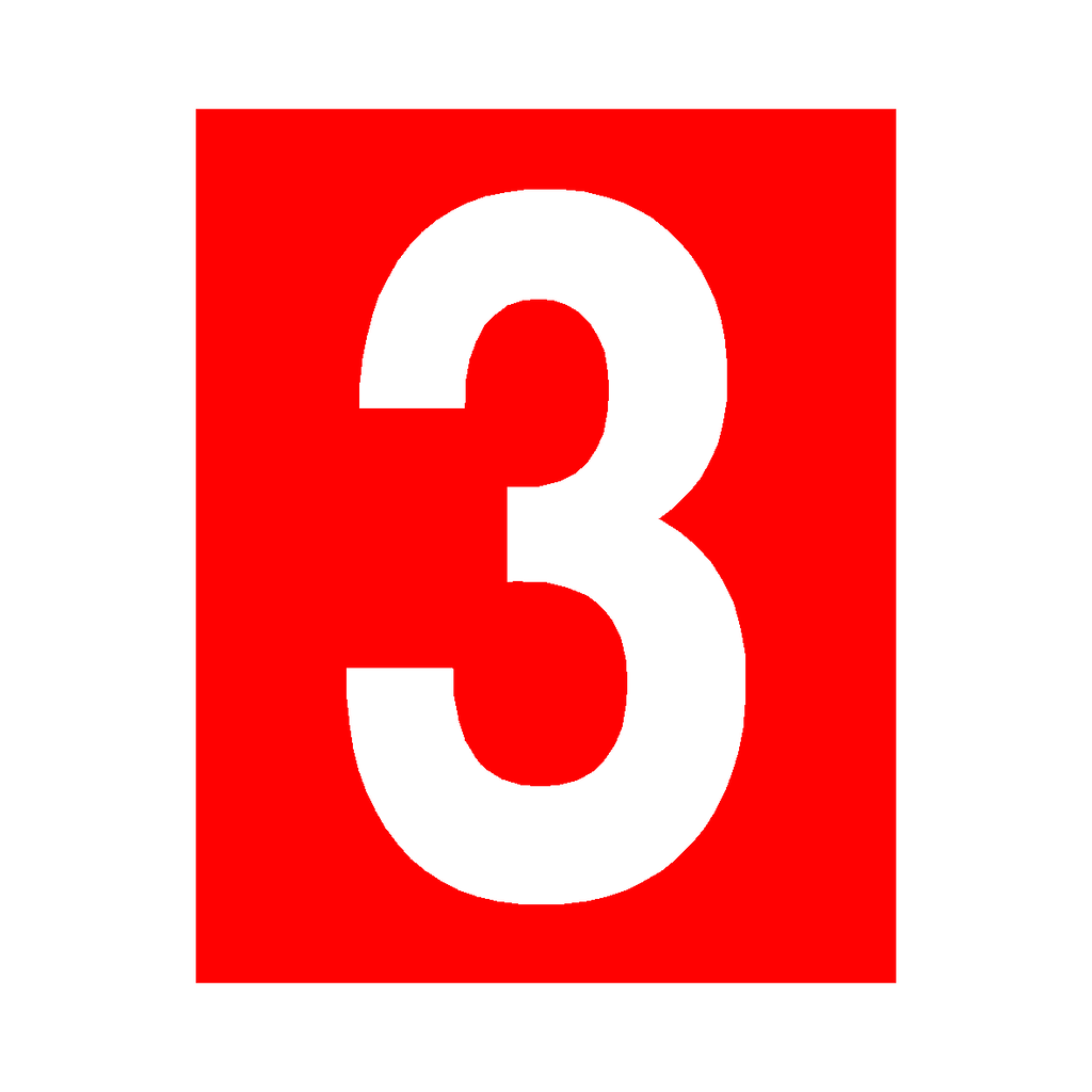 Red Number 3 Sign | Safety-Label.co.uk