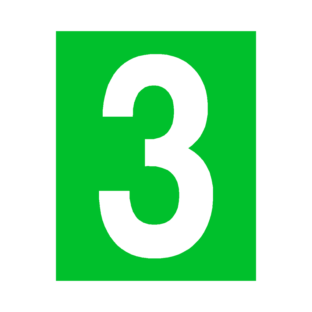 Green Number 3 Sign | Safety-Label.co.uk