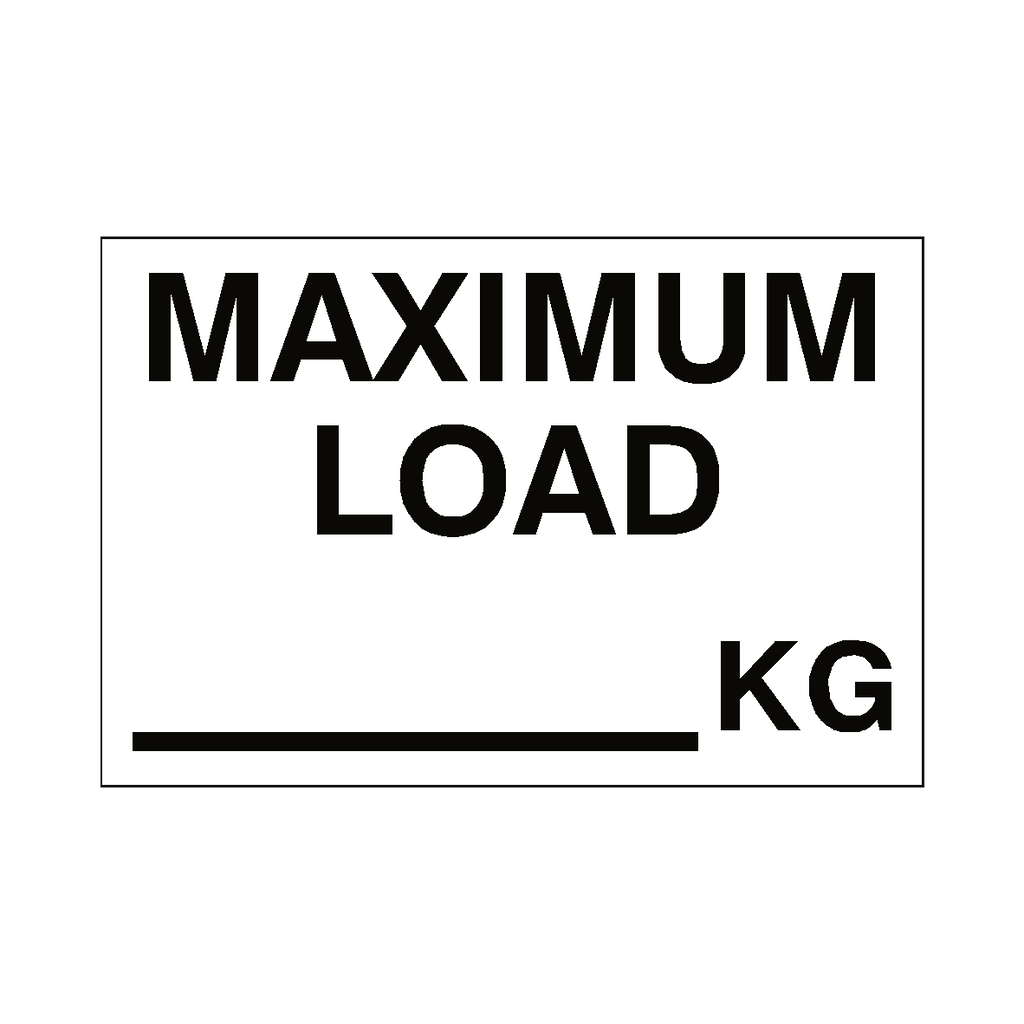 Maximum Load Sign KG White