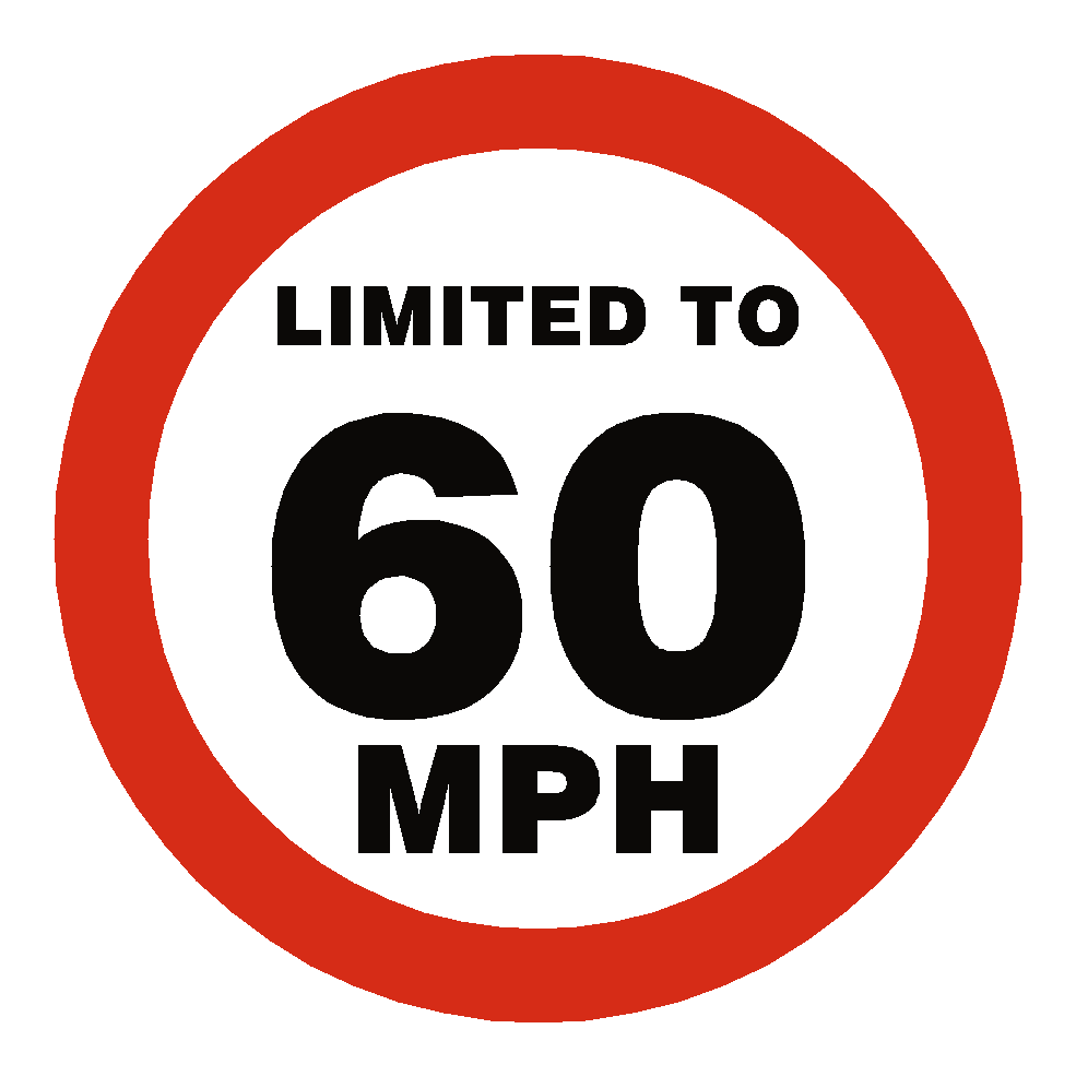 60/62 Mph Speed Limit Sticker Reflective - Pack of 2 | Safety-Label.co.uk