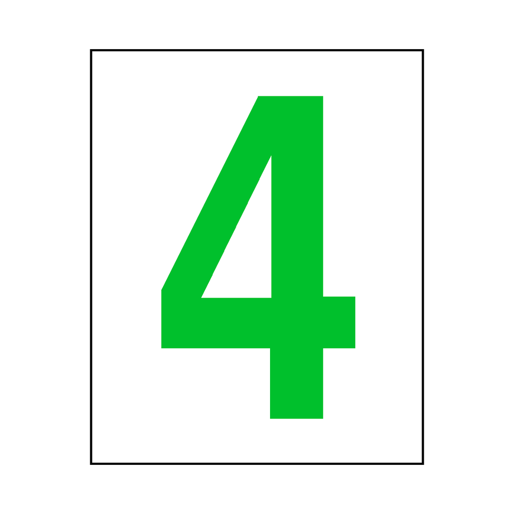 Number 4 Sign Green | Safety-Label.co.uk