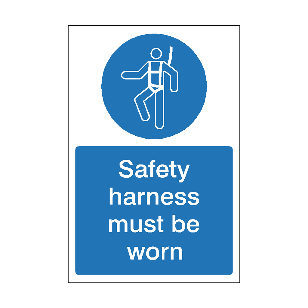 Safety Harness Must Be Worn Mandatory Sign | Safety-Label.co.uk