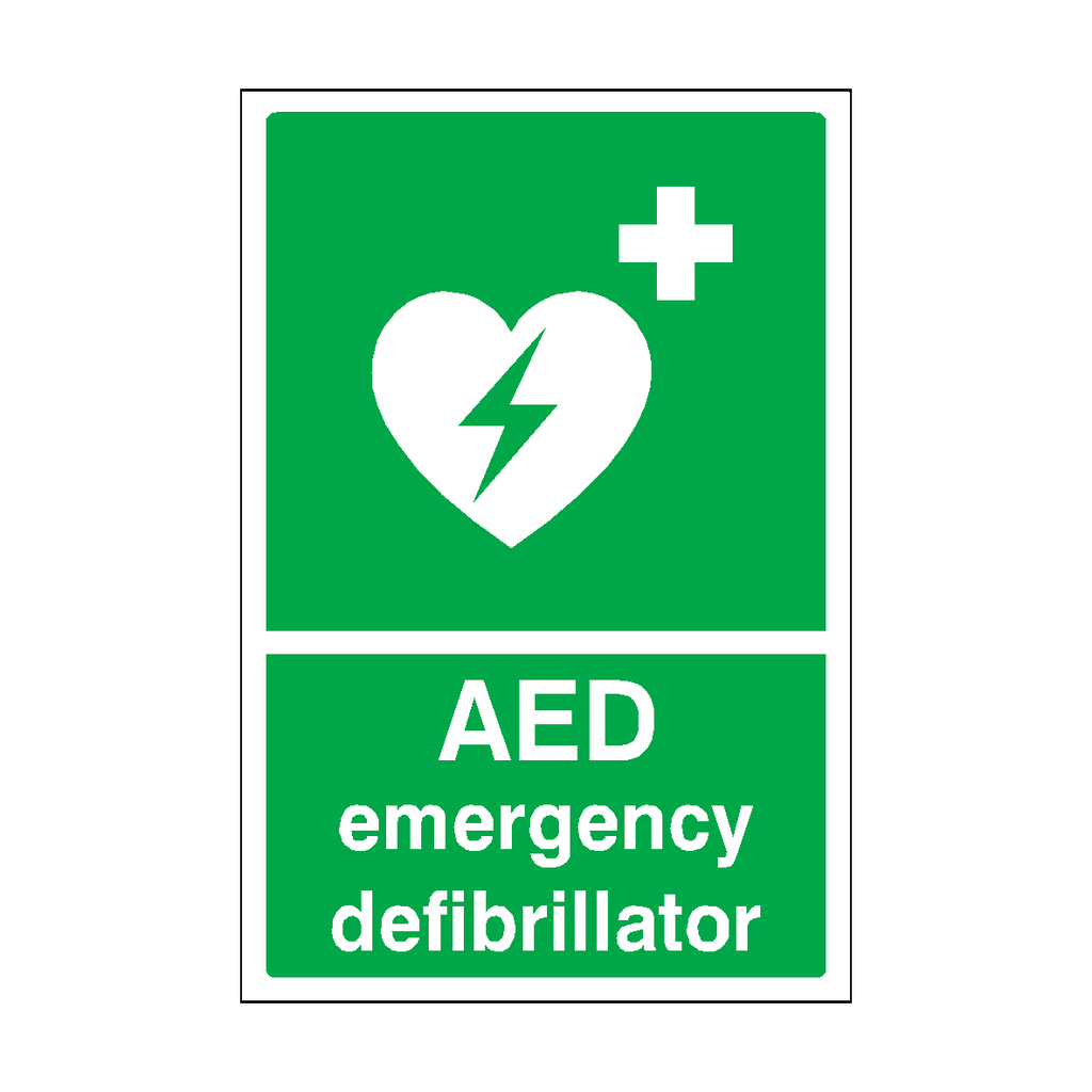 AED Emergency Defibrillator Sticker - Pack of 2 | Safety-Label.co.uk