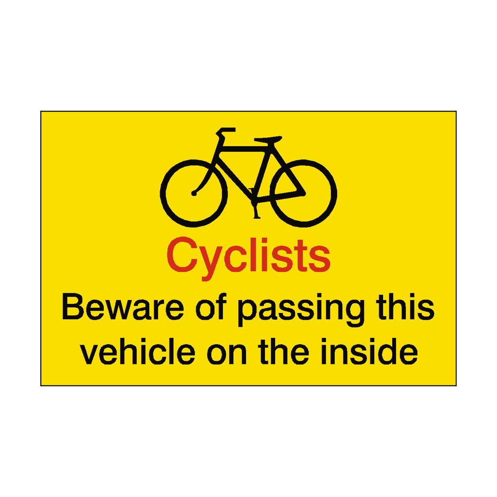 Cyclists Beware Vehicle Sticker Reflective - Pack of 1 | Safety-Label.co.uk